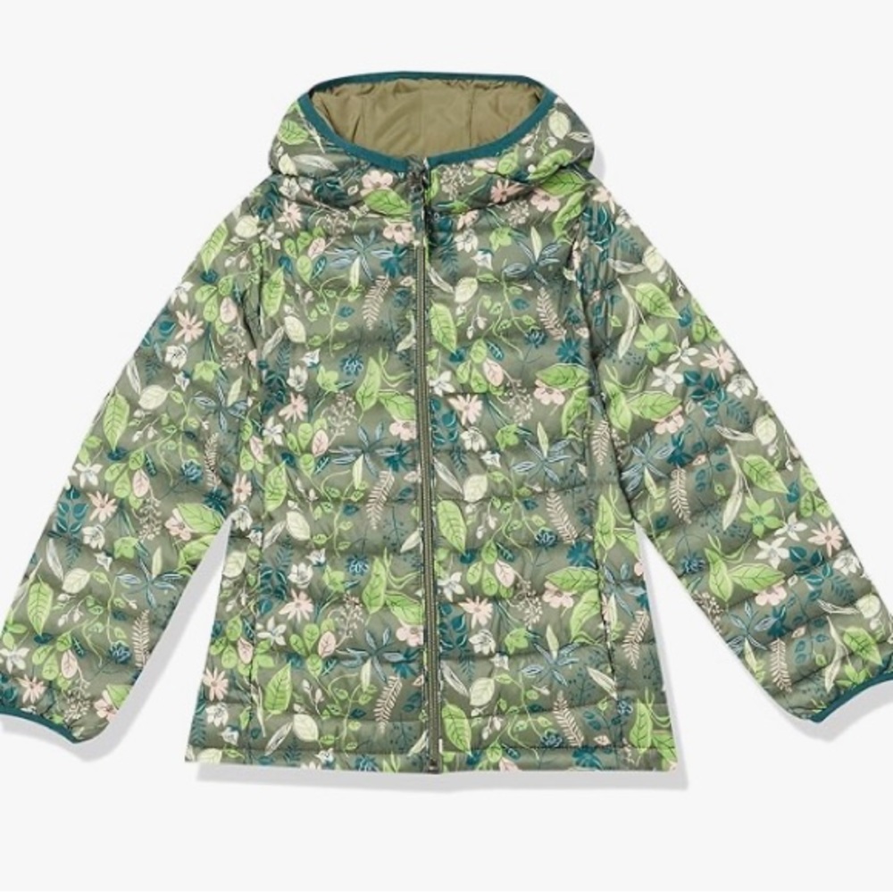 Girls & Toddlers Lightweight Water Resistant Hooded Puffer Packable Jacket Sz S